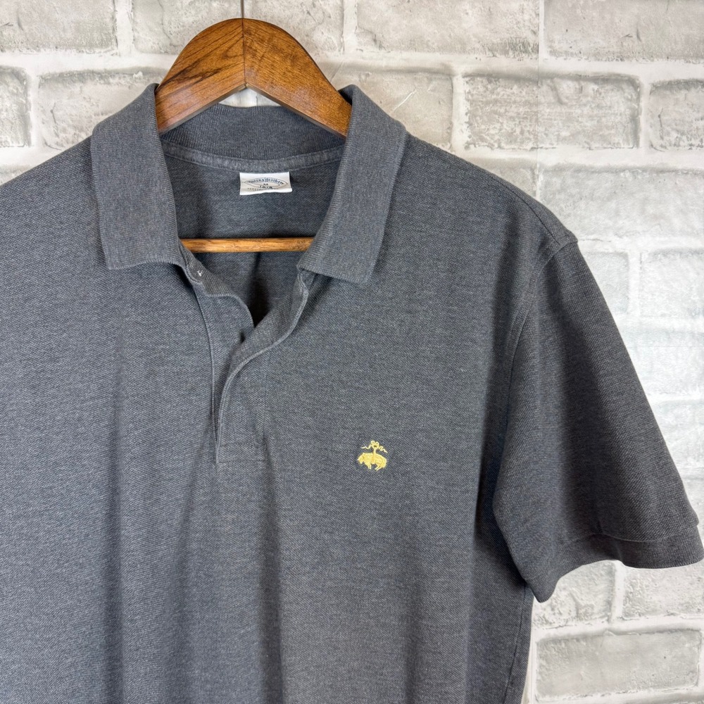 Brooks Brothers 1818 Performance Polo Shirt Mens Medium Slim Fit Gray Cotton